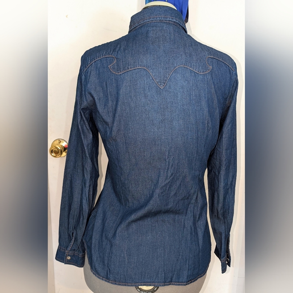 NEW Western Roper Blue Denim Blouse - Picture 2 of 4